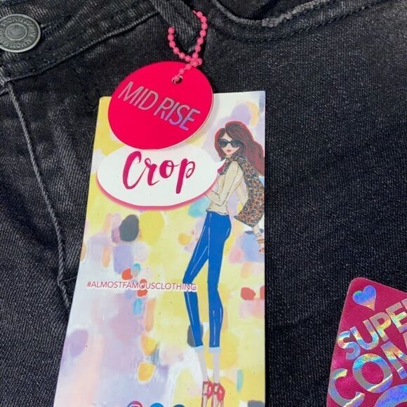 NWT almost famous distressed crop black denim jeans - Picture 2 of 10